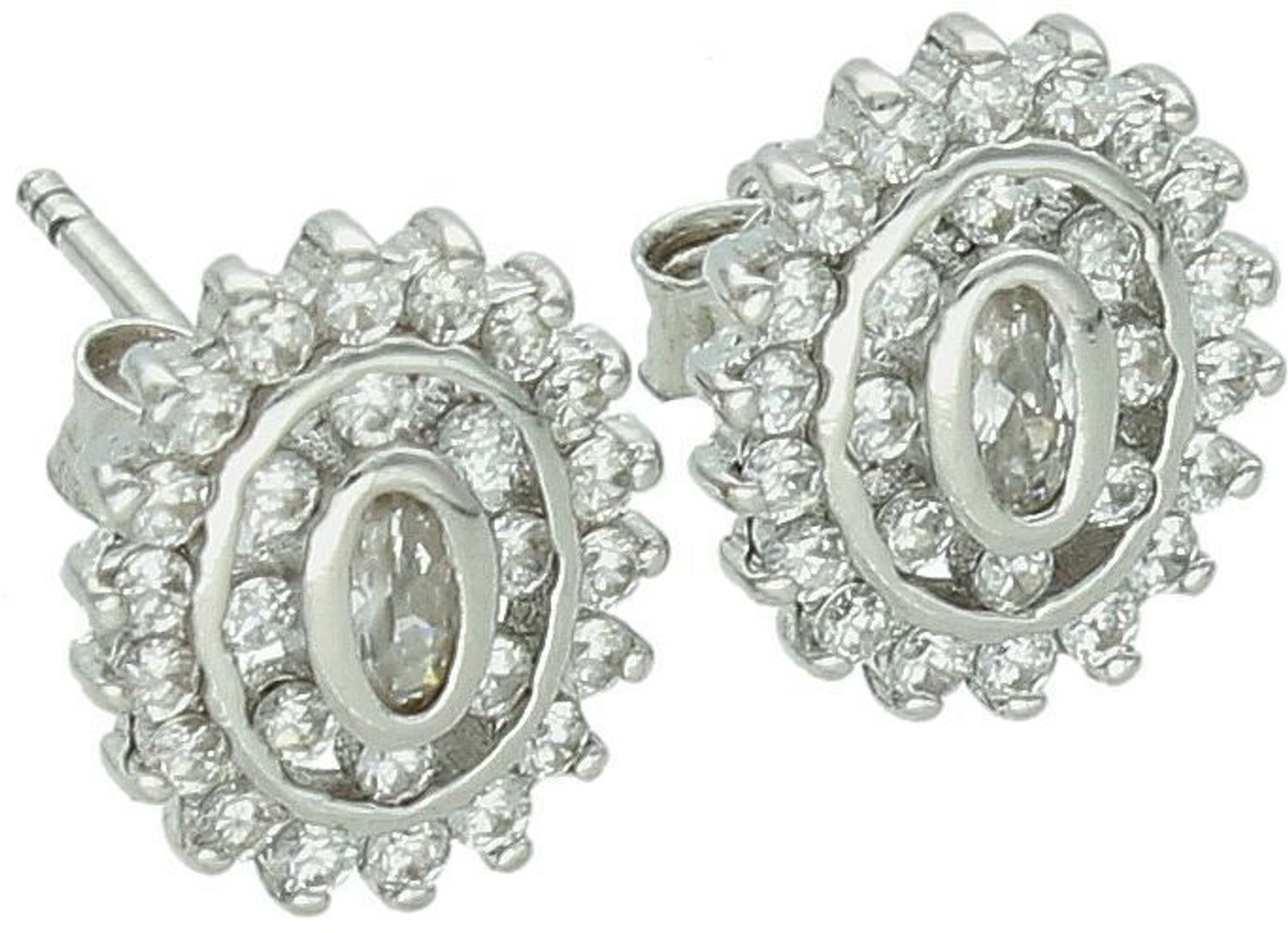 Kolczyki srebrne owalne w cyrkonie próba 925, K 2671 Eleganckie kolczyki srebrne o owalnym kształcie, wykonane z srebra próby 925, ozdobione subtelnymi cyrkoniami. 1.jpg